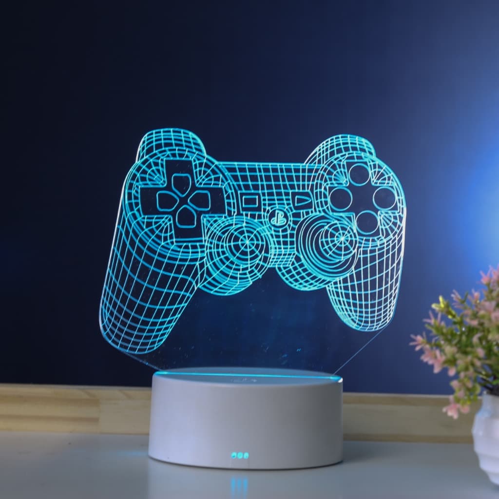 Luminária LED 3D de Mesa / muda de cor, 7 cores diferentes - controle video game, manete