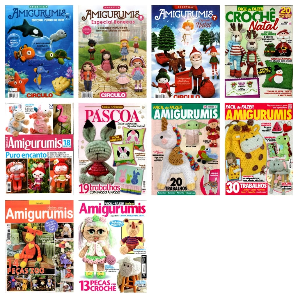 Kit 10 Revistas Amigurumis Bichinhos Crochê