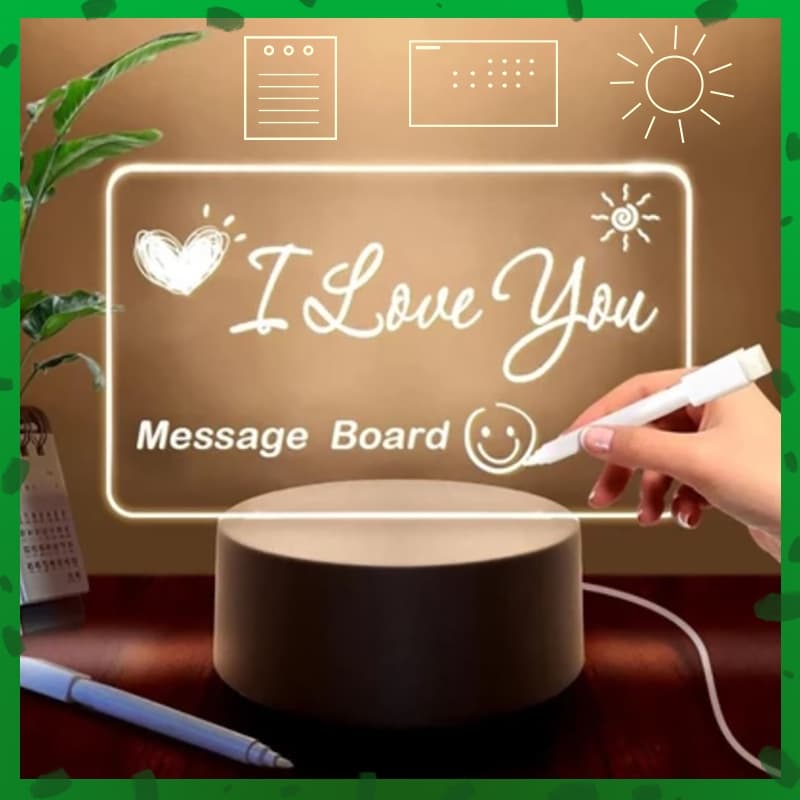 Luminaria Led Escrever de Caneta Lousa  com Caneta de Escrita Apagável Mensagem 3D Lighting Board
