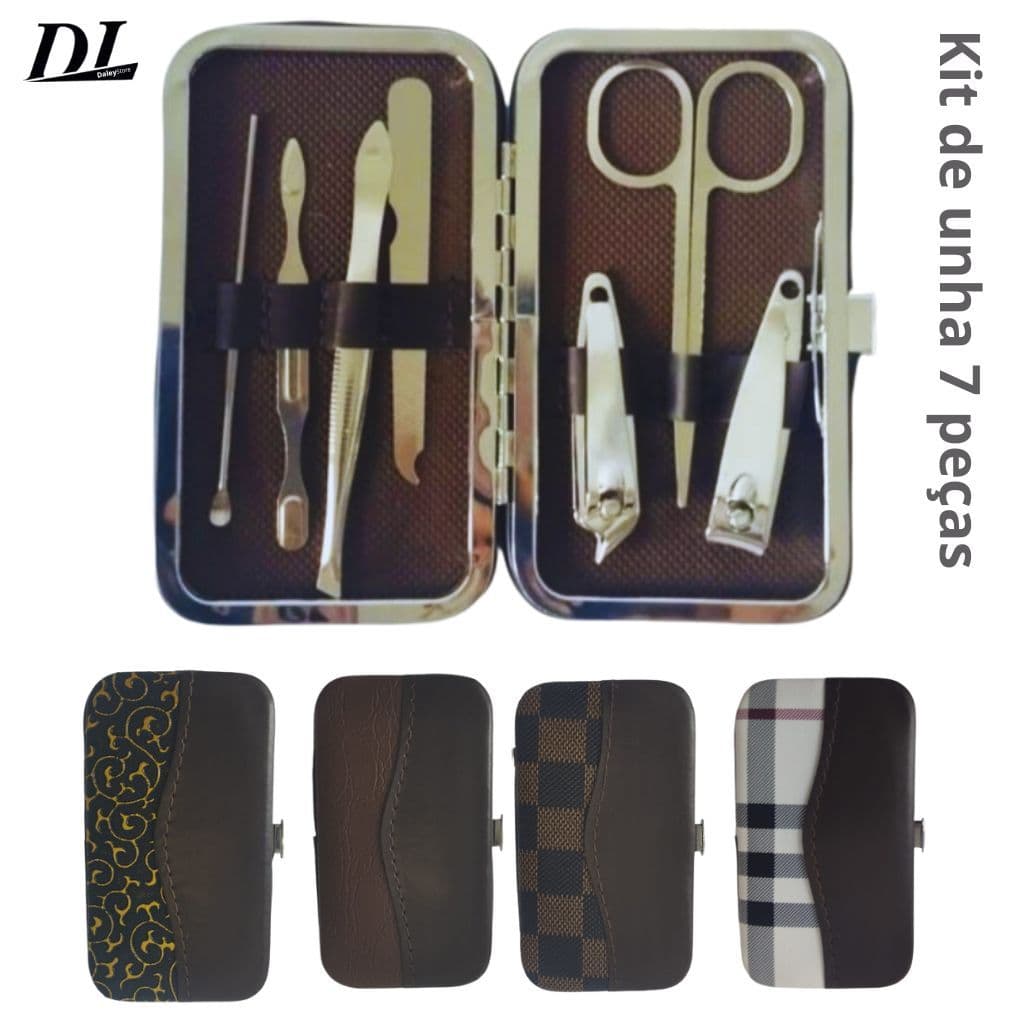 Kit Manicure Cortador De Unhas Estojo com 7 Peças Ótimo para Viagem