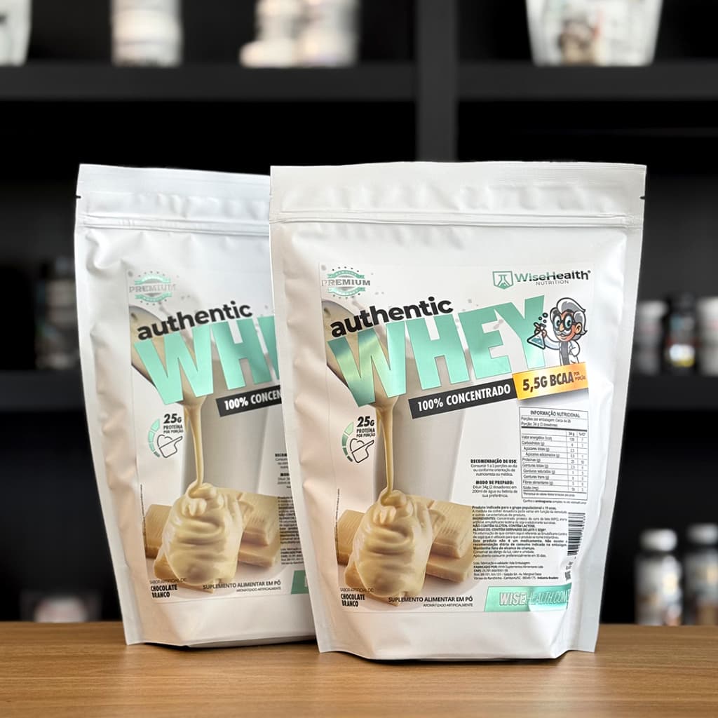 Kit: 100% Whey Protein Chocolate Branco 1,8kg - WiseHealth