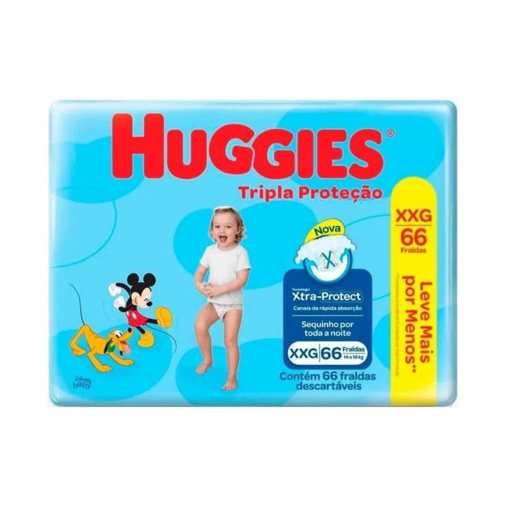 Fralda Infantil Huggies Tripla Proteção XXG Com 66 Unidades