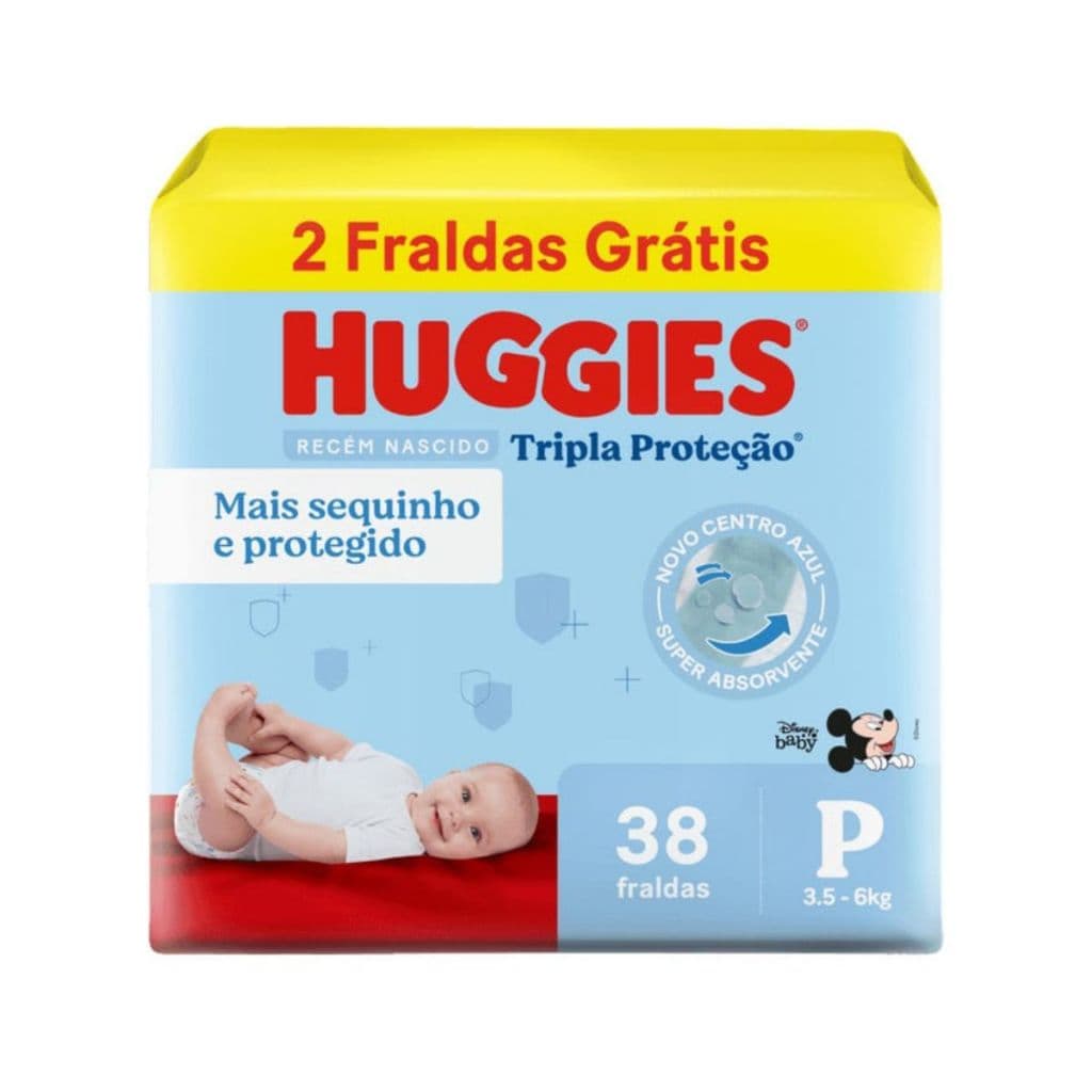Fralda Inf Huggies Tripla Proteção Recém-Nascido P 38 Unidades