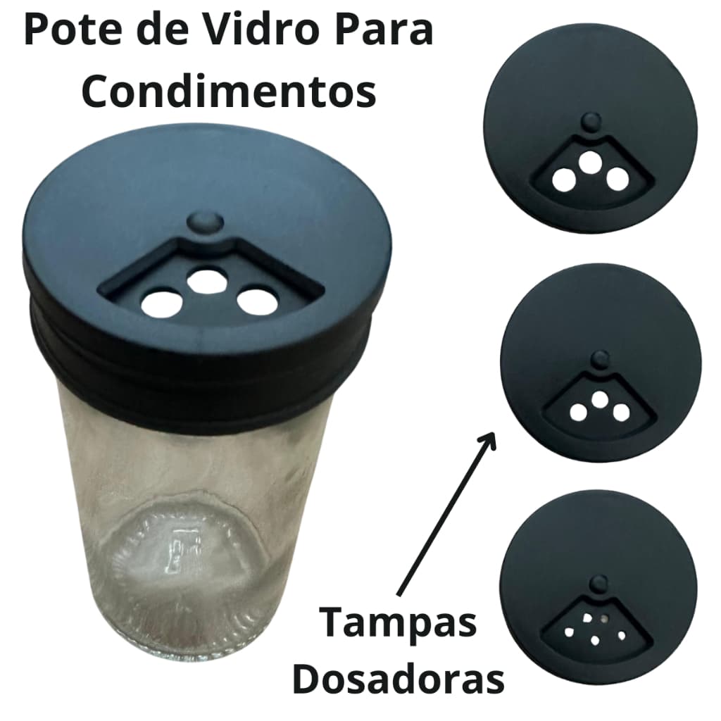 Pote de Vidro Frasco Para Condimentos Cozinha Porta Tempero Porta Condimentos