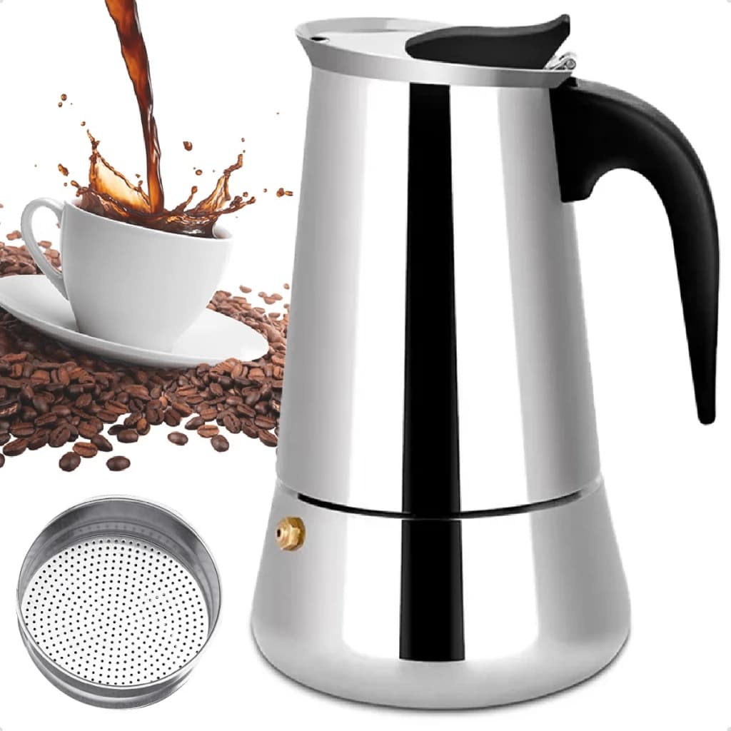 Cafeteira Italiana tradicional com filtro 2 Xicaras Aço Inoxidável Inox Moka Café Expresso