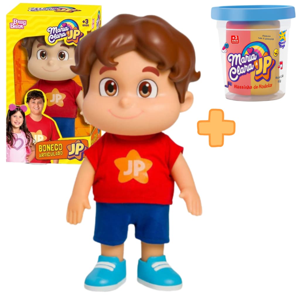 Boneco JP Produto licenciado Original + Massinha Modelar Youtuber Maria Clara JP Articulado Em Vinil