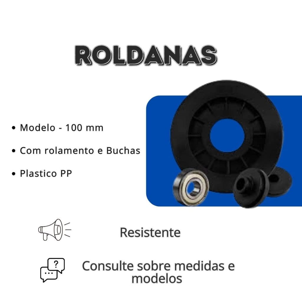 Kit 5 Roldanas Com Rolamento e Buchas 10cm 100mm Para Aparelhos Academia Estação Musculação Treino