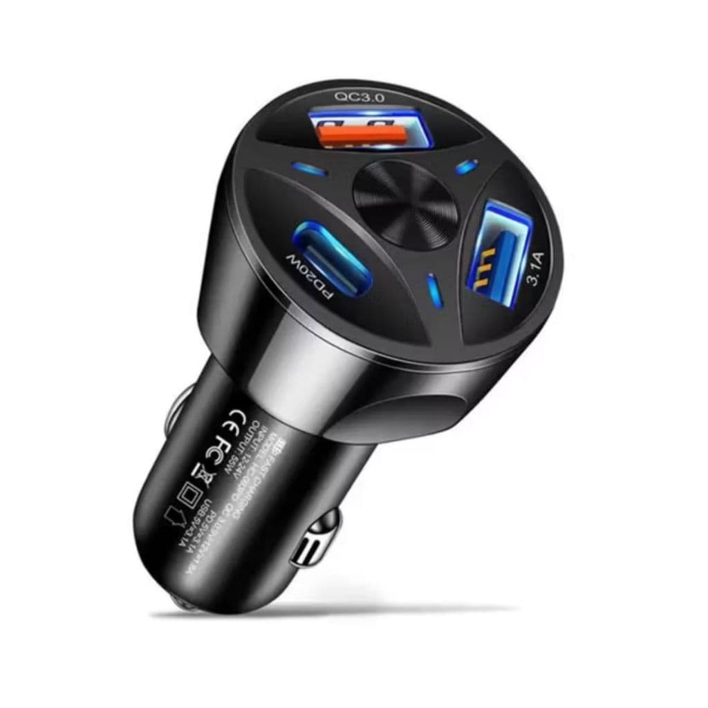Carregador Veicular 3 Portas Turbo USB 4.9 Carregador Para Carro - Envio Imediato