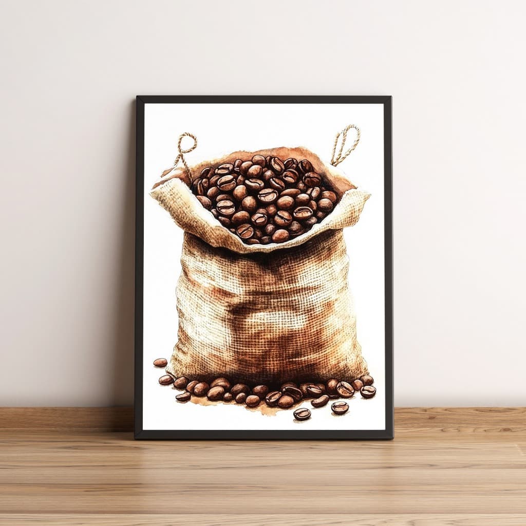 Quadro Café em Grãos Estilo Rústico para sua Cozinha 1180
