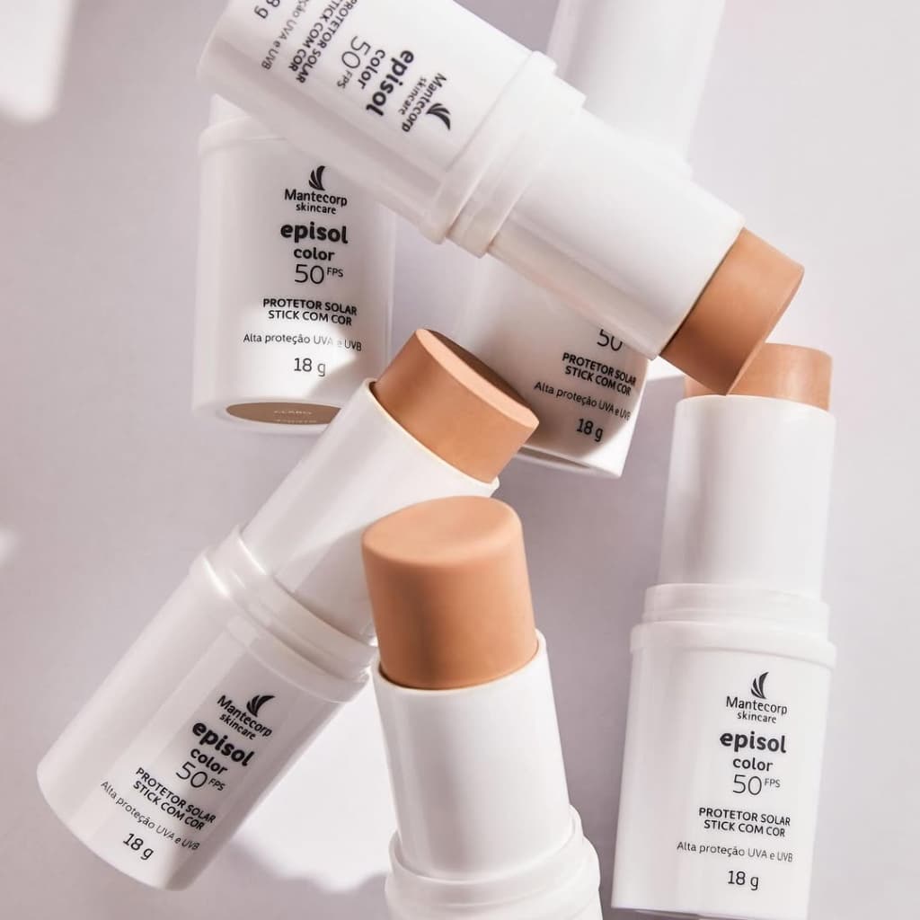 Protetor Solar Facial FPS 50 Episol Color Stick 18g - Proteção Alta com Aplicação Fácil