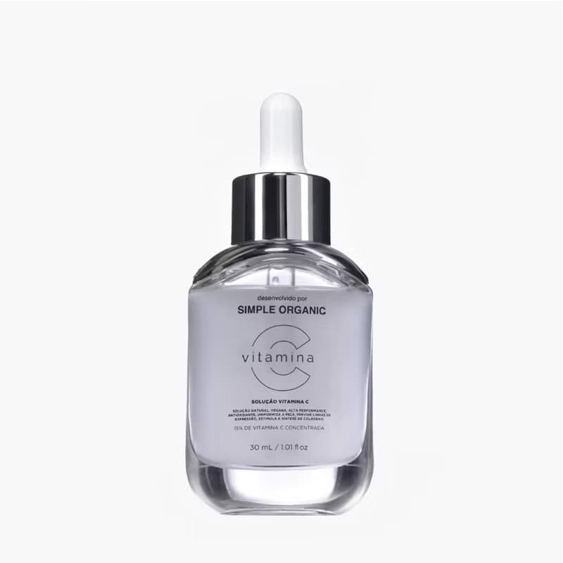 Sérum Vitamina C - Simple Organic - 30ml - Lifting, Anti Idade, Pele Oleosa, Mista, Colágeno