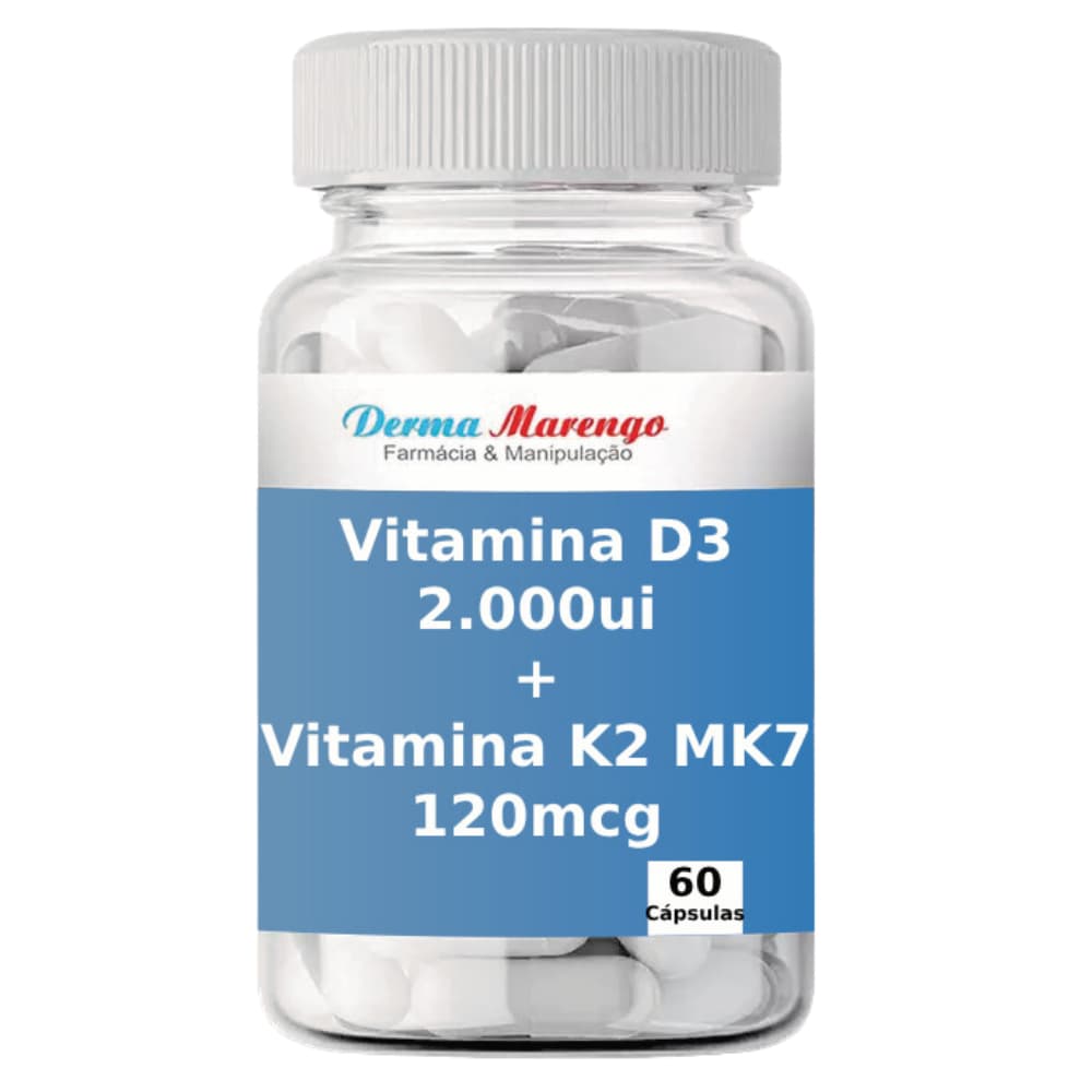 Vitamina D3 2000ui com Vitamina K2 MK7 120mcg - Derma Marengo