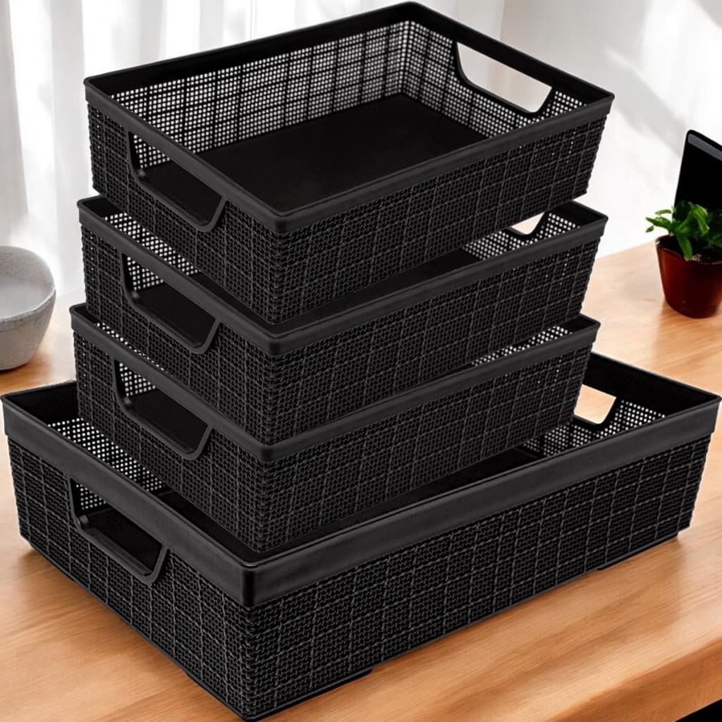 Kit 4 Cestos Organizadores Grande em Plástico Empilhável Cozinha Banheiro 2 L 2 L 5,2 L
