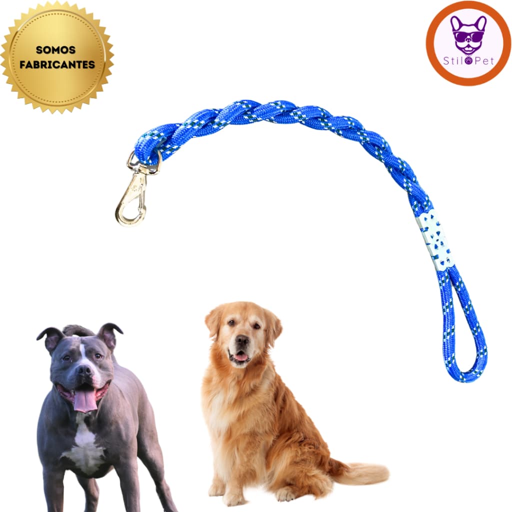 Guia trançada reforçada para cachorro grande porte Pitbull Rottweiler Bull Terrier Golden