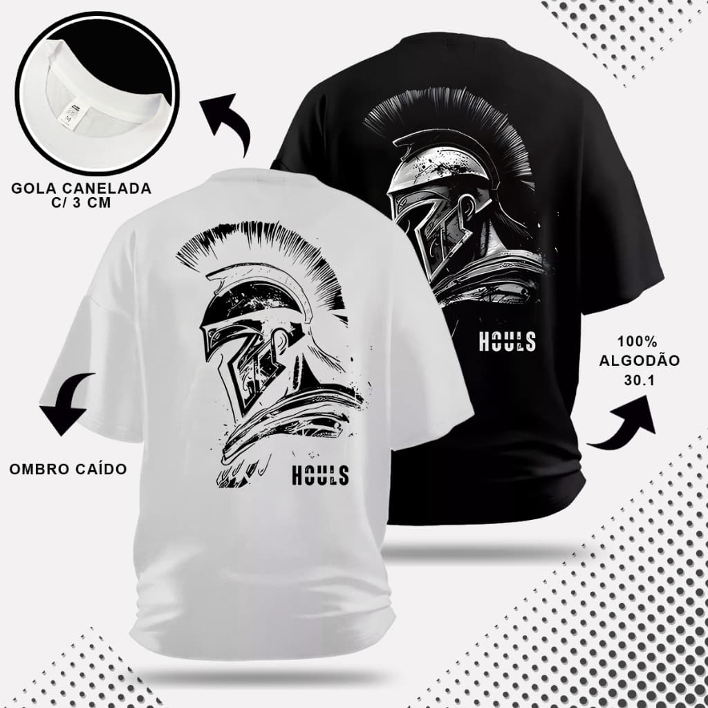 Kit com 2 Camisetas Oversized Spartano Musculação Grande Algodão Streetwear Treino Academia
