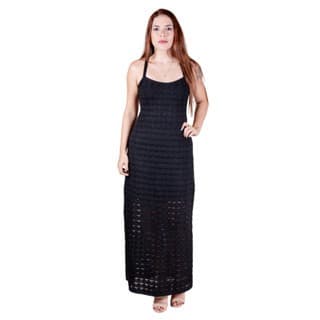 Vestido Longo Rendado Tricot Elegante Midi Tendência Croche Vestido Elegante Feminino Cool girl