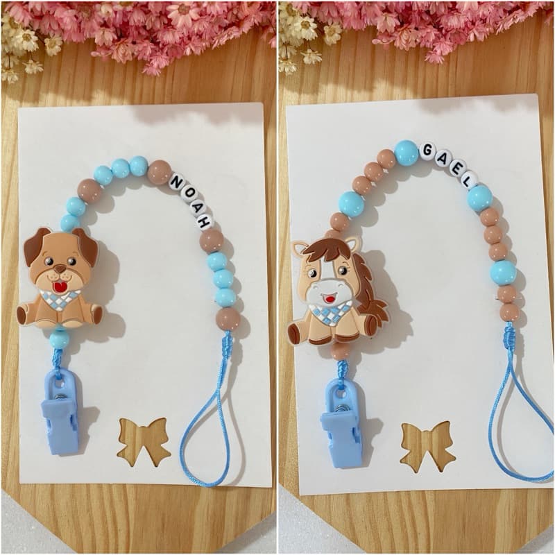 Prendedor de chupeta personalizado com tema e nome do bebê prendedor de bico tema fazendinha