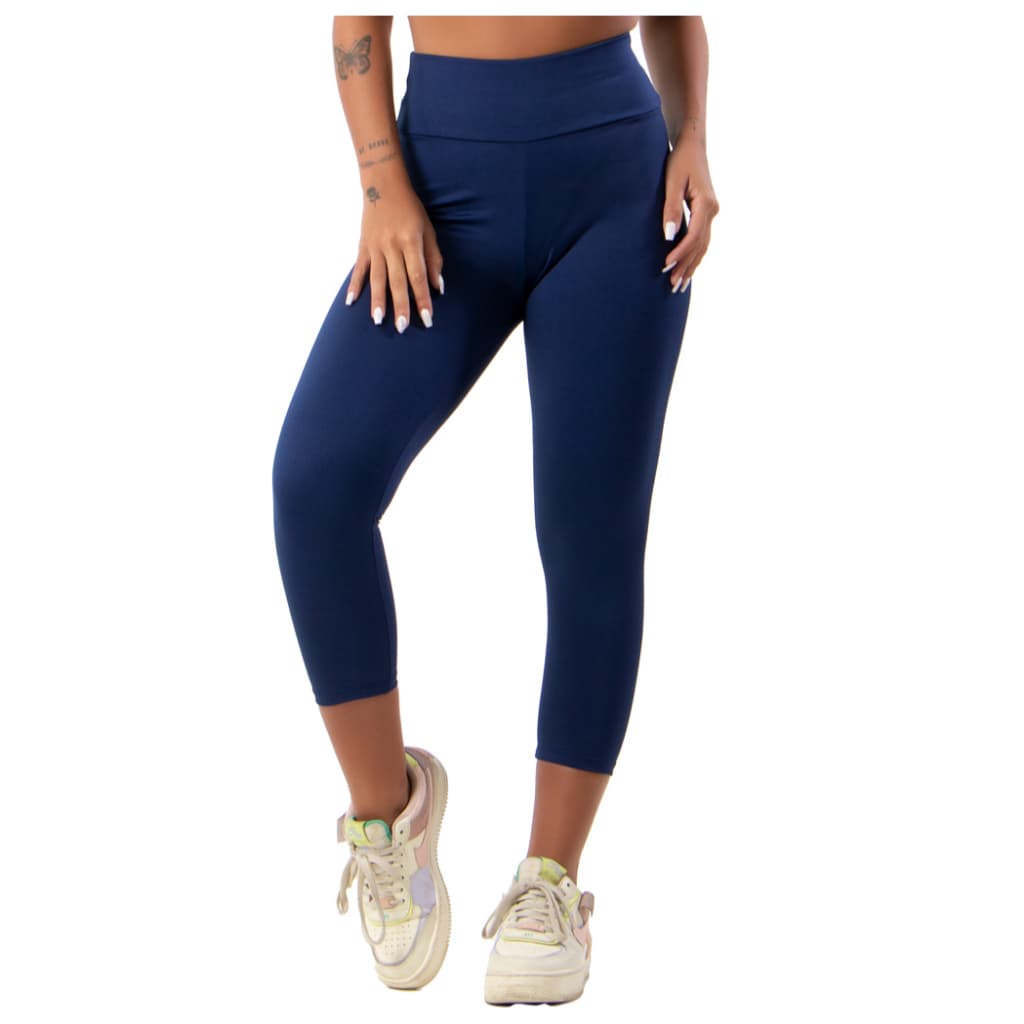 Calça Corsário Suplex Cintura Alta Academia Fitness Básica Lisa