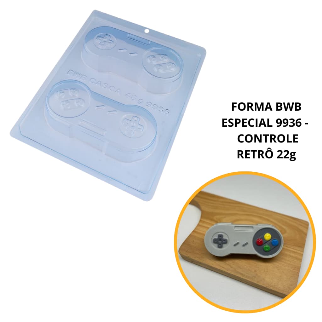 Forma BWB Com Silicone (3 partes) Para Chocolate Cód. 9936- Controle Retrô 22g. Controle, Video Game (CHOCO)