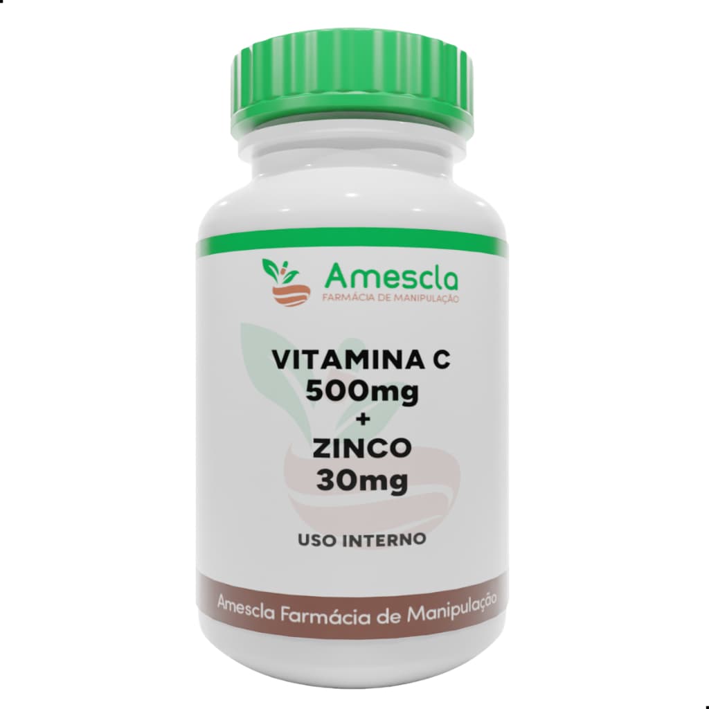 Vitamina C 500mg + Zinco Quelato 30mg Com 60 ou 120 Cápsulas