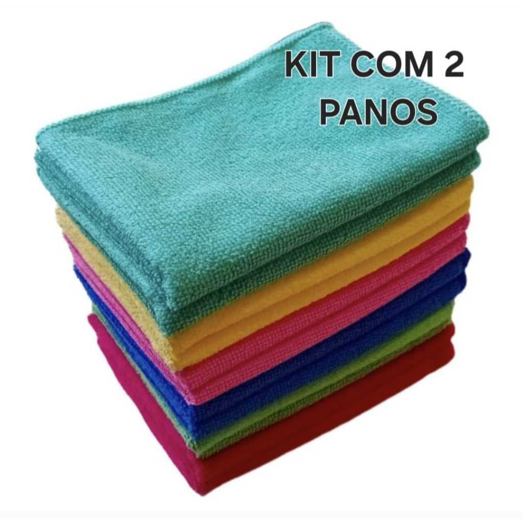 Kit Com 02 Pano Microfibra 35x55cm Limpa Carro Vidro Prato Pia Limpeza Flanela Multiuso
