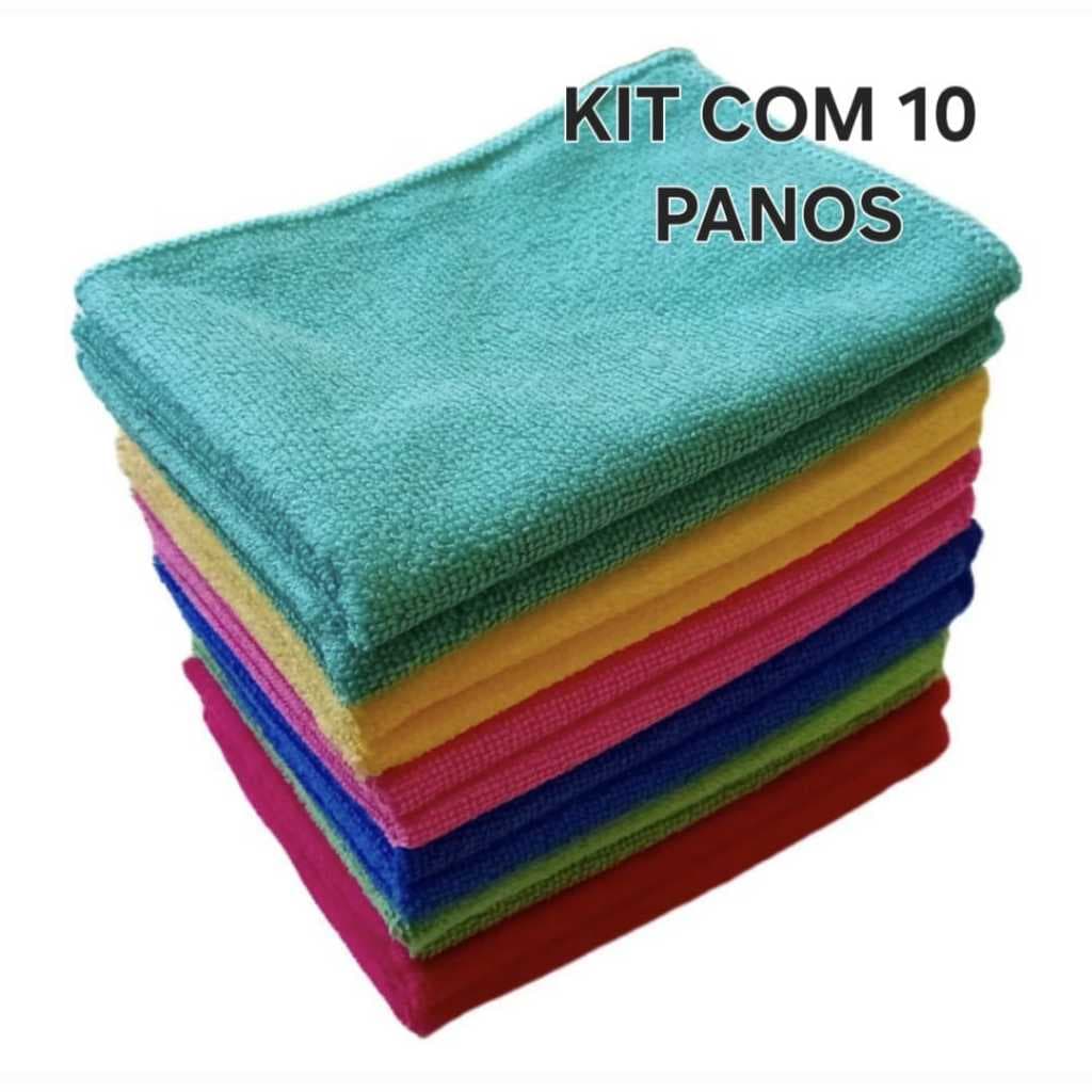 Kit Com 10 Pano Microfibra  Limpa Carro Vidro Prato Pia Limpeza Flanela 35x55cm