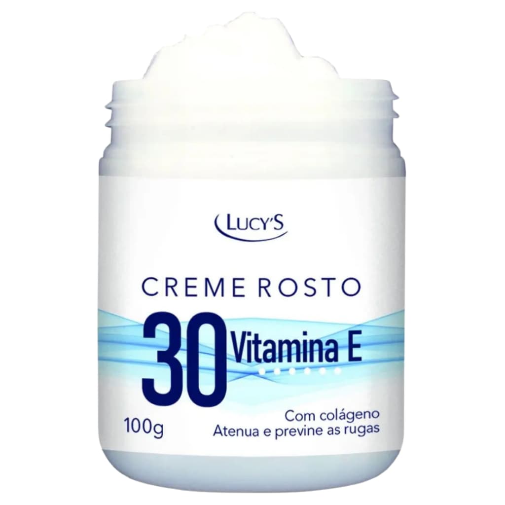 Creme Hidratante Facial 30+ Com Vitamina E e Colágeno 100g Lucy’s