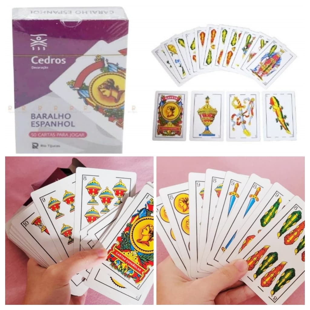 Baralho Espanhol 50 Cartas Tradicional Truco Canastra Jogo de Cartas Resistente Lazer Família Amigos