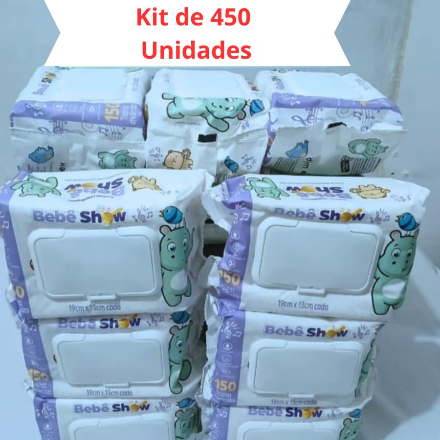 Kit Lenço Umedecido Bebê Show Higiene Bebê com 450 Unidades de lencinhos
