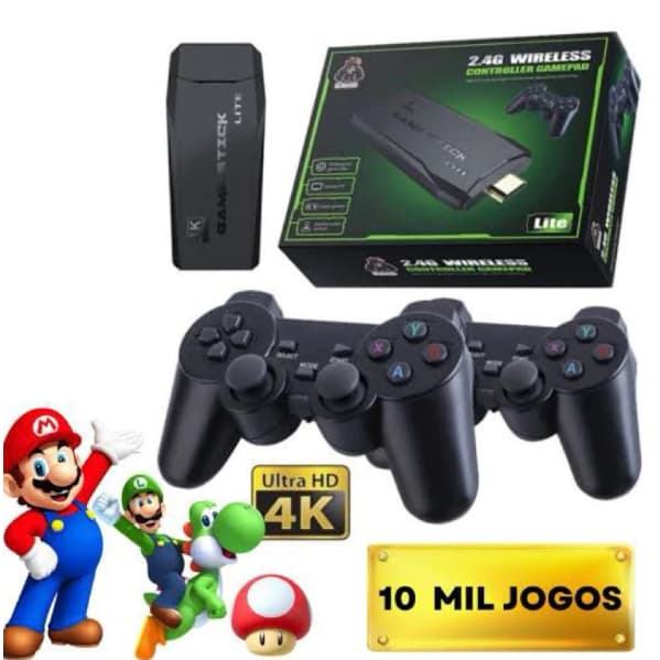 Vídeo Game Portátil Retrô Game Stick 10 Mil 2 Controles Sem fio Original Jogos Antigos jogo portátil