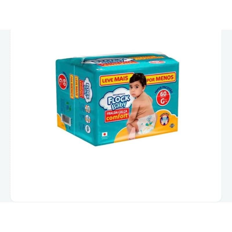 Fralda Descartável Flock Baby calça confort Hiper 60 unidades G