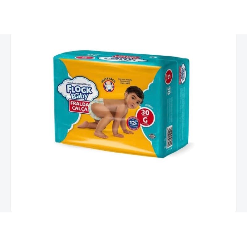 Fralda Calça Flock Baby Jumbom com 30 unidades TAM G