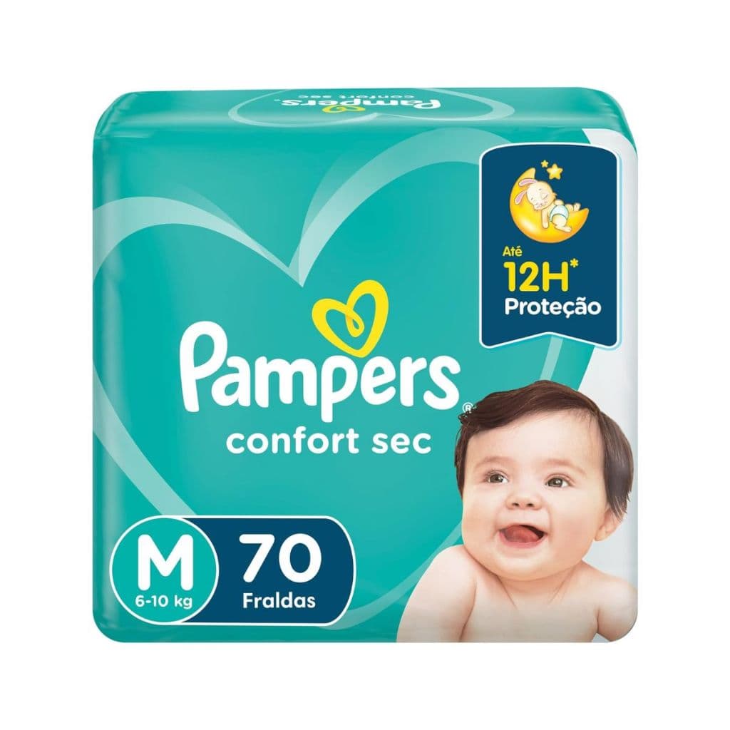 Fralda Infantil Pampers Confort Sec M Com 70 Unidades