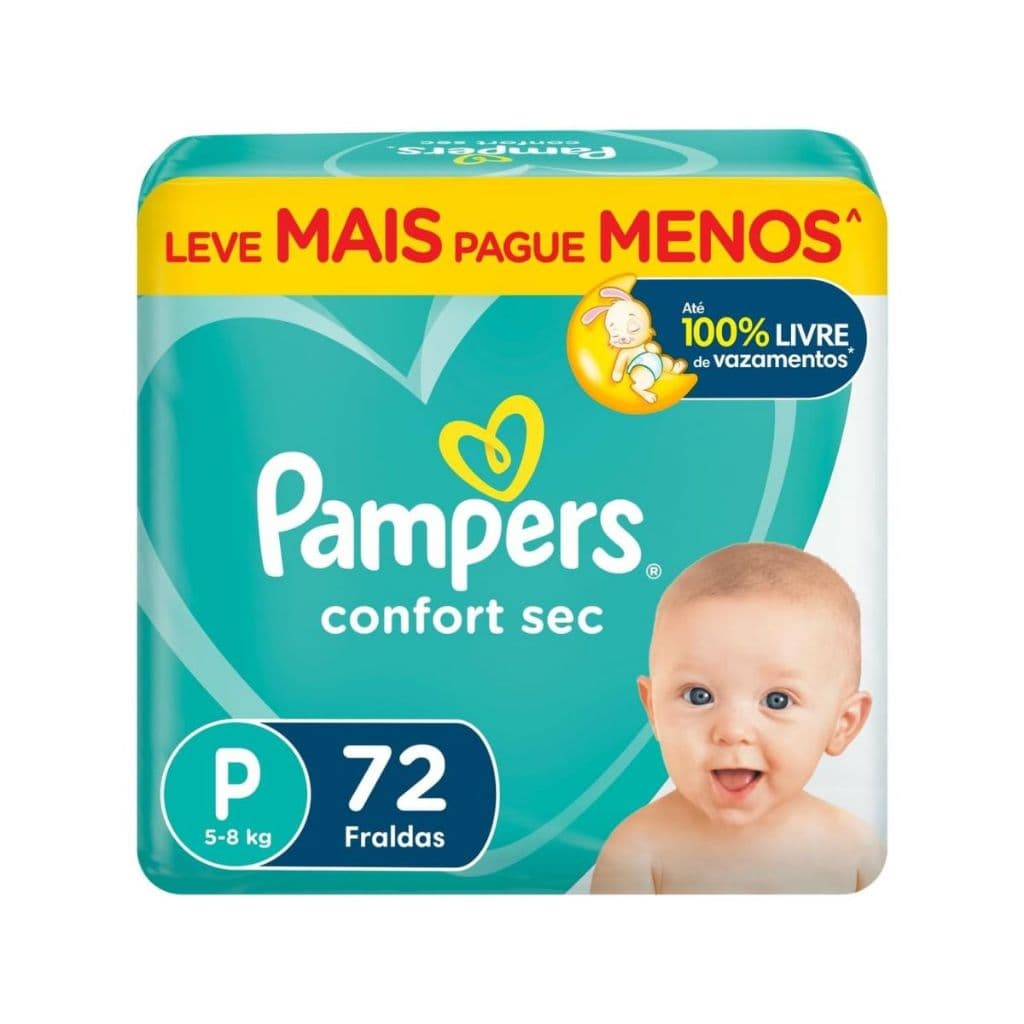 Fralda Infantil Pampers Confort Sec P Com 72 Unidades