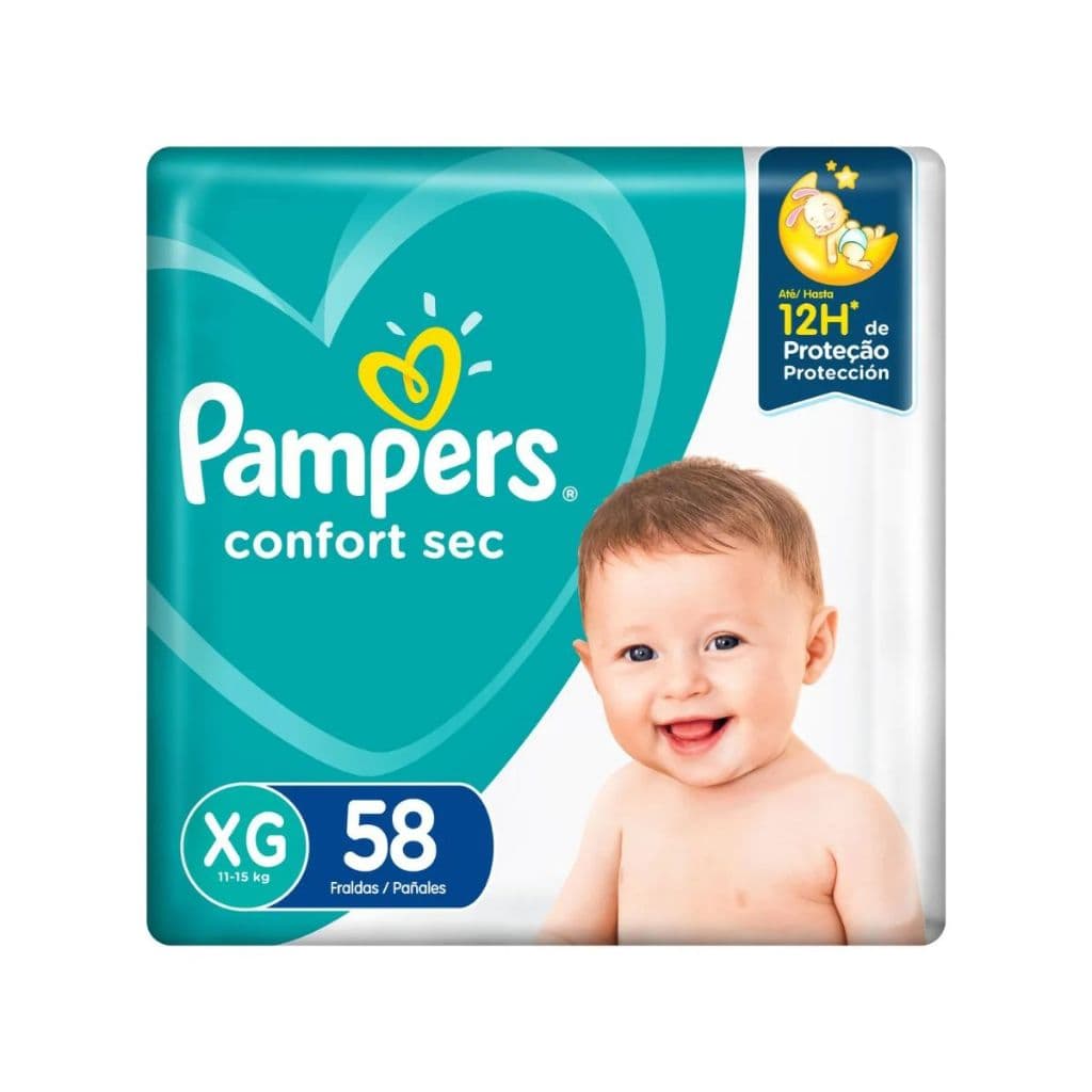 Fralda Infantil Pampers Confort Sec XG Com 58 Unidades