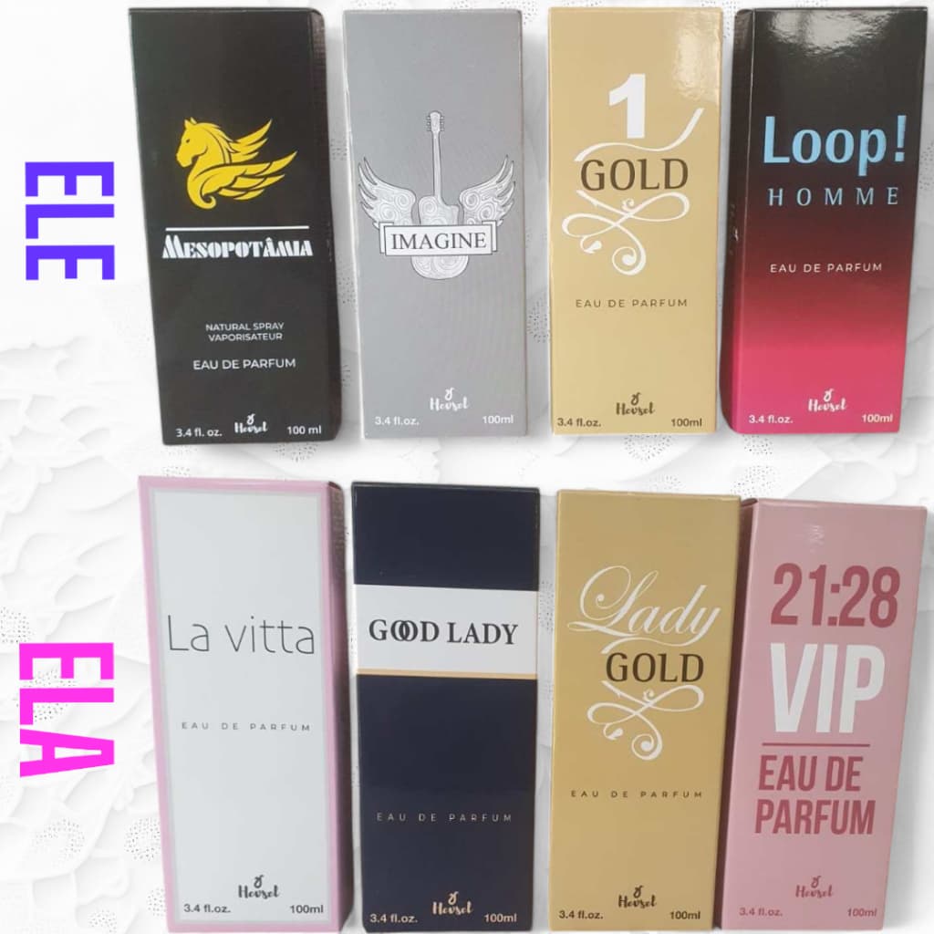 Kit com 04 perfumes masculino e feminino, de 100ml cada, fragrância importada