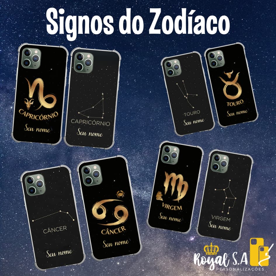 Capinha capa celular personalizada Signos do Zodíaco para Samsung/ Iphone/ Motorola/ Xiaomi/ Realme