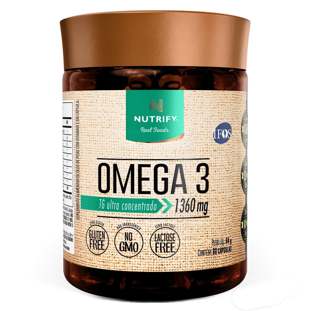 Nutrify Ômega 3 TG Ultraconcentrado 1360mg - Com Vitamina E - Foco, Memória e Bem-Estar - 60 Caps