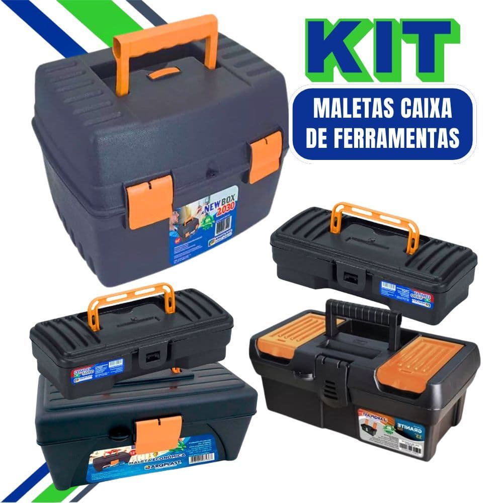 Maletas de Ferramentas Reforçada Caixa de Ferramenta Organizadora Multiuso 1/2/3/4/5 Peças
