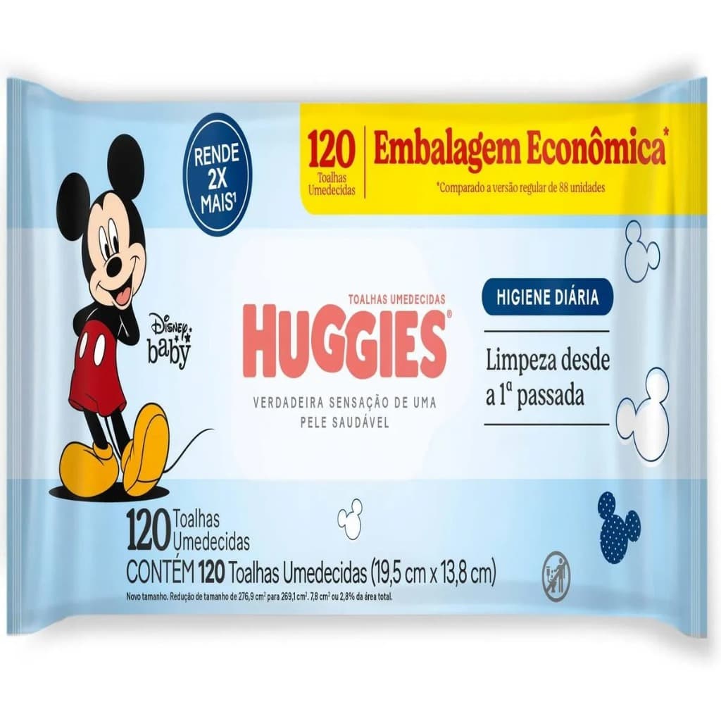 Toalhas Umedecidas Huggies Higiene Diária – 120 Toalhas Umedecidas