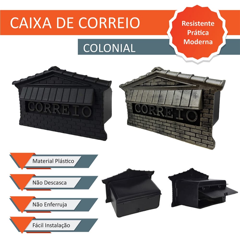 Caixa De Correio Correspondência P\ Embutir Muro Plástico