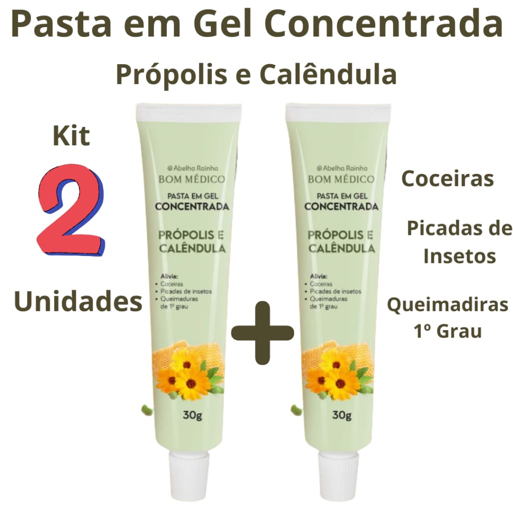 Gel Pasta Concentrada Propólis E Calêndula 30g Abelha Rainha kit 2 unidades