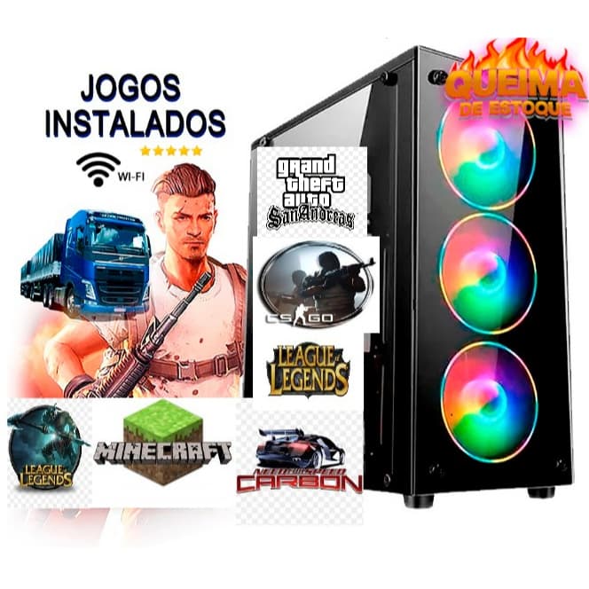 computador cpu gamer i5 barato pra escritorio lojas casa ssd128+hd500 wifi lol cs et gta mine Roblox