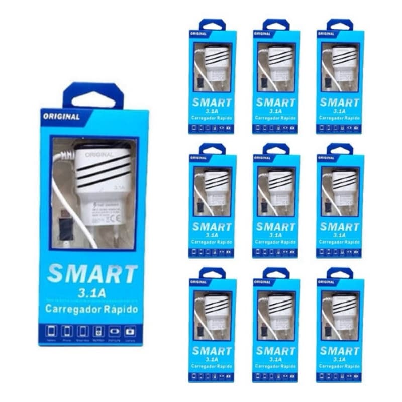 Kit 300Un Carregador Turbo Celular Ultra rápido 3.1 V8 Micro Usb 2 Entrada UsbPortátil Atacado