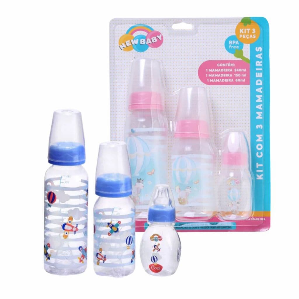 Kit 3 Unidades Mamadeira Bebê - New Baby