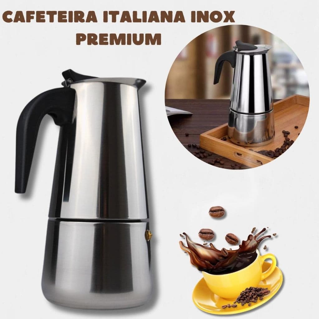 Cafeteira Italiana Em Aço Inox Até 6 Xícaras Expresso 300ml