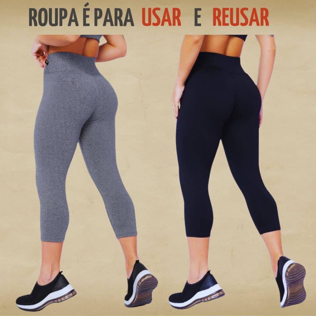 kit 4 calça legging corsário cintura alta feminina academia fitness lisa