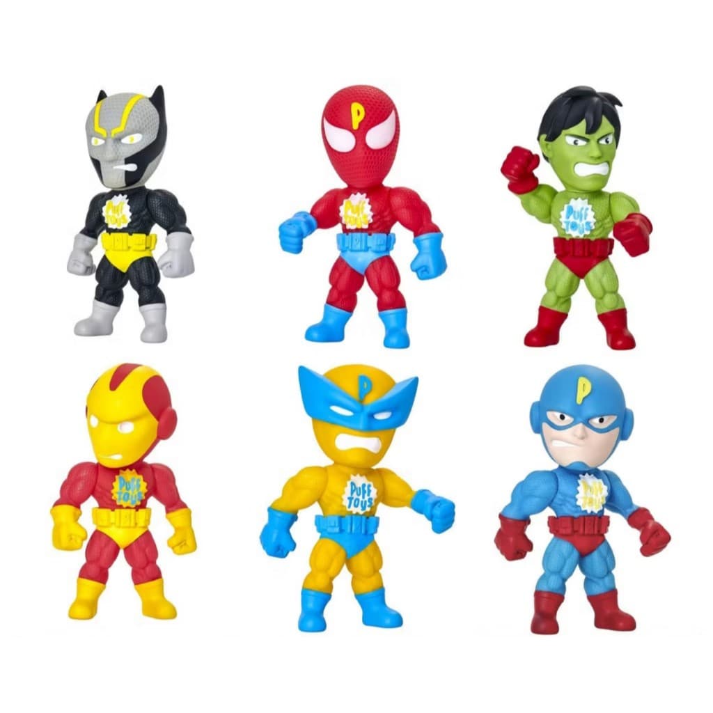 Kit 6 Bonecos Super Heróis Infantil Vinil Macio Brinquedo Articulado - Puff Toys