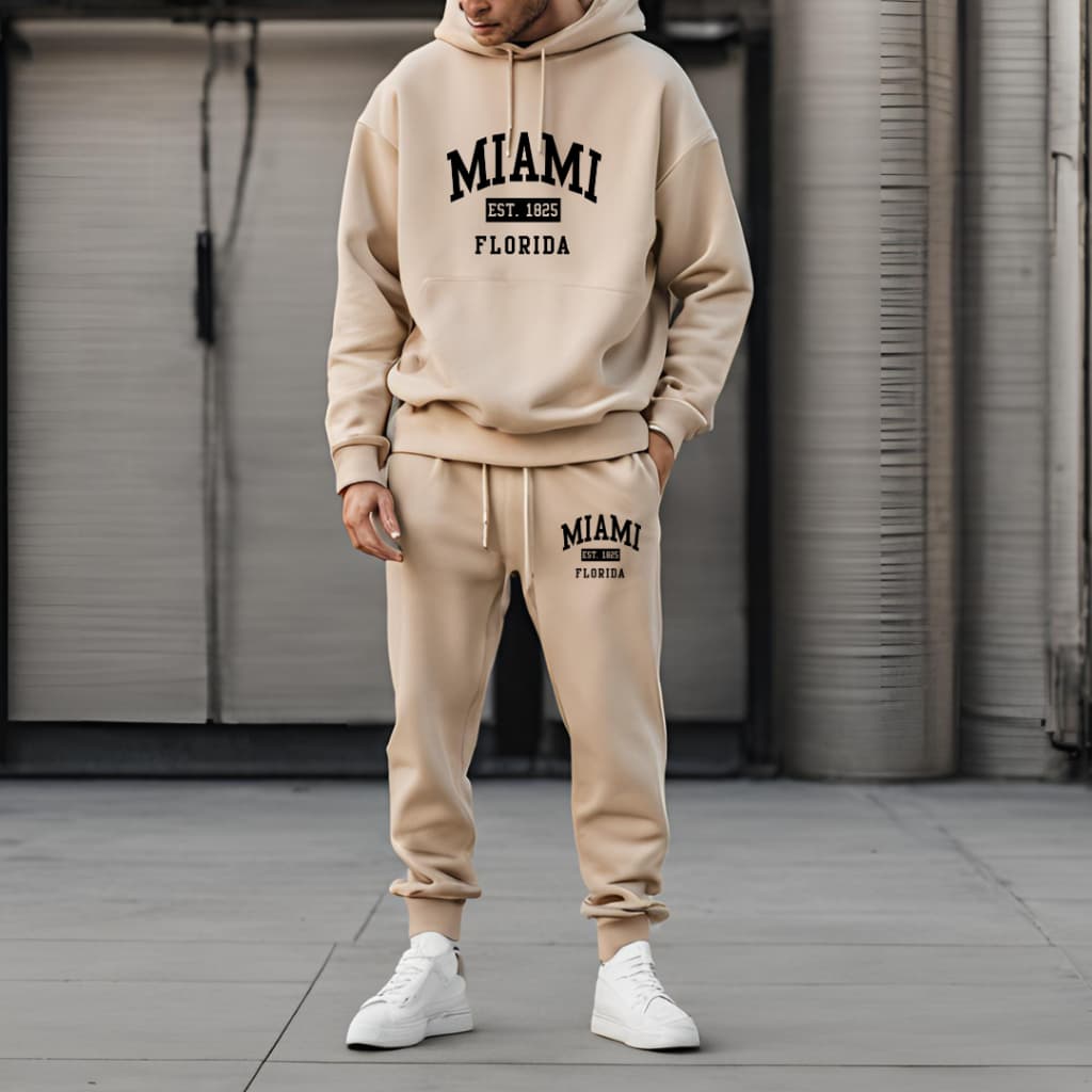 Conjunto moletom calça moletom canguru estampado miami 1825 canguru
