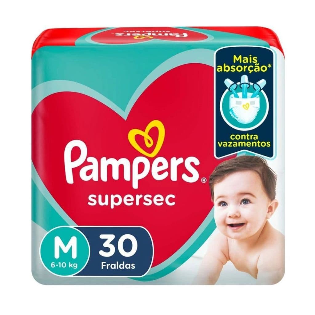 Fralda Infantil Pampers Supersec M Com 30 Unidades